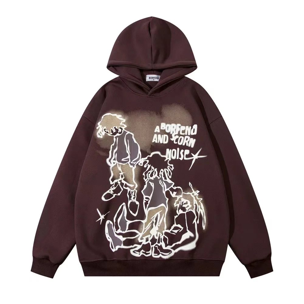 American Street Y2K Sudadera con capucha Harajuku Hip Hop dibujos animados de gran tamaño estampado pulóver sudadera mujer nueva moda Casual sudaderas góticas