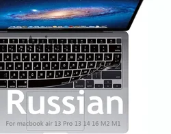 Juste de clavier russe pour Macbook Air 13 Pro, 14, 16, M2, Dallas, 2022, 2021, Air Pro Retina, 13, 15, EU, US, Russian, A2779, A2681