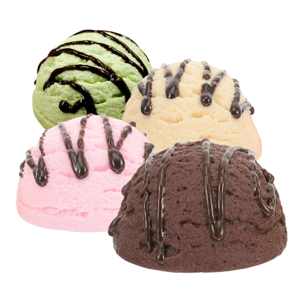 

4 Pcs Other Simulated Food Ice Cream Model Models Cube Maker Pvc Decorative Balls Prop