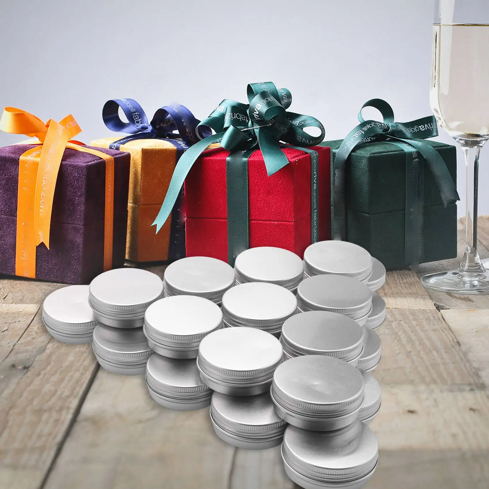 BBNV-PACK de 25 - 15Ml étain d'aluminium grands Pots de bougie de maquillage capacité vide grand cosmétique/bougie/pots d'épices/produit capillaire/doux