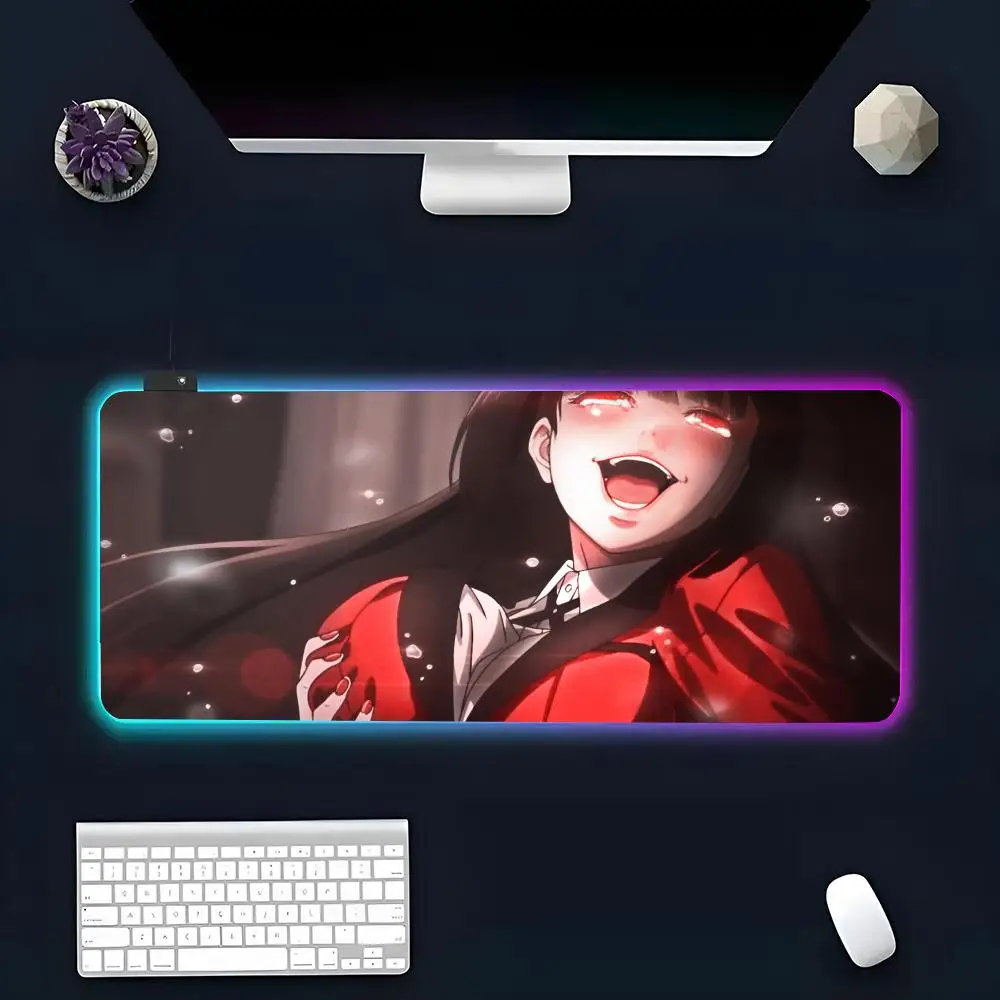 Anime K-Kakegurui Mouse Pad RGB Glow Personality Picture Custom PC Table Mat Carpet Mat Game Player Dedicated LED