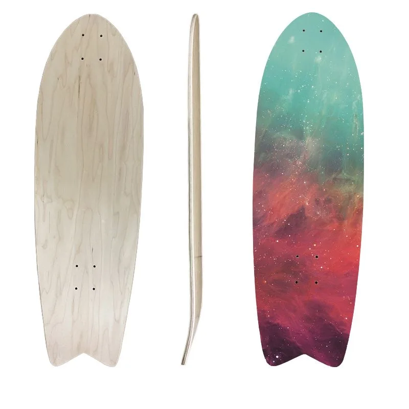 Di buona qualità 7 strati 32 pollici Canadian Maple Wood Deck Cruiser Fish Surfskate Deck Baker Skateboard Deck tavola da Skate fai da te