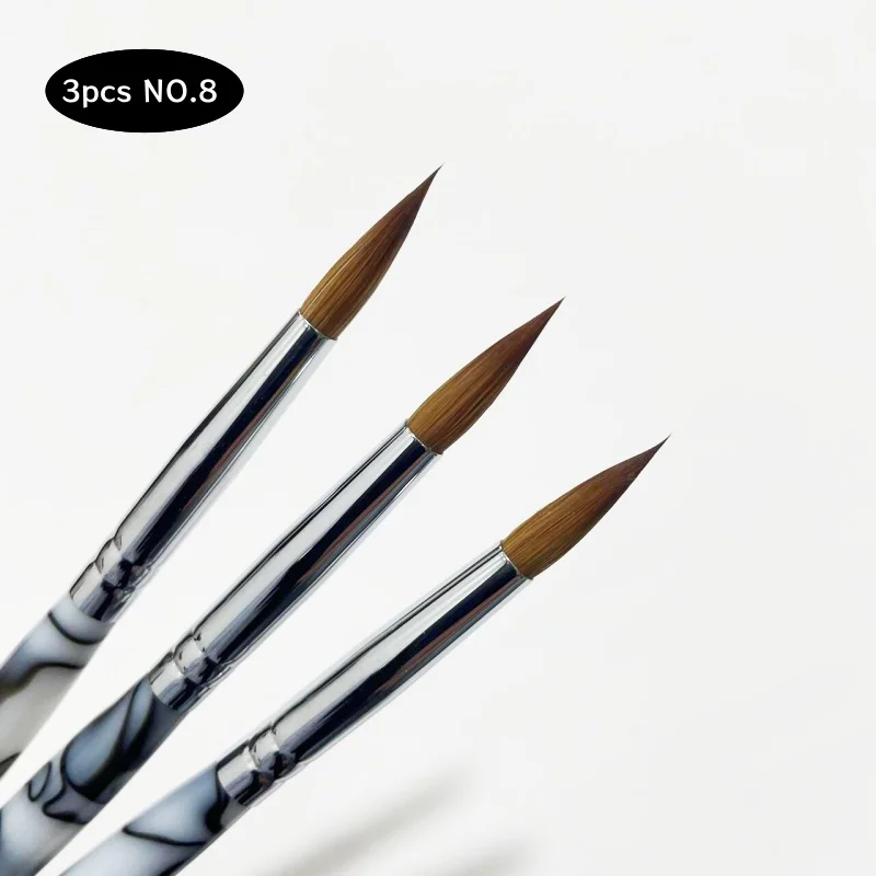 3pcs Dental Lab Porcelain Ceramic Finest Sable Ermine Brush Pen Set Tool Dental Lab Porcelain Applying Pen NO.8