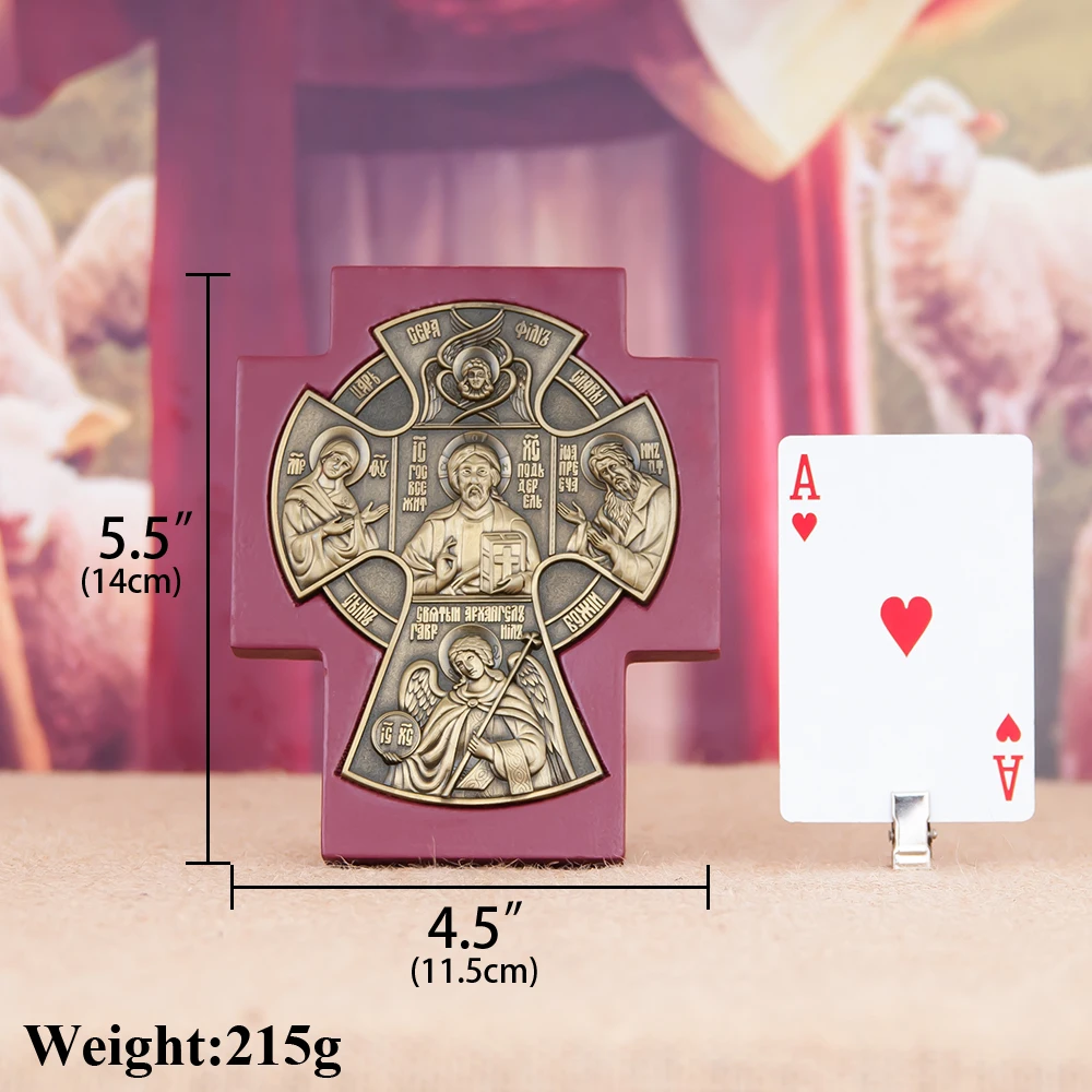 

Рама из цельного дерева, рельефный ортославный крест из цинкового сплава, религиозное искусство, изысканное украшение, 5,5 дюйма * 4,5 дюйма