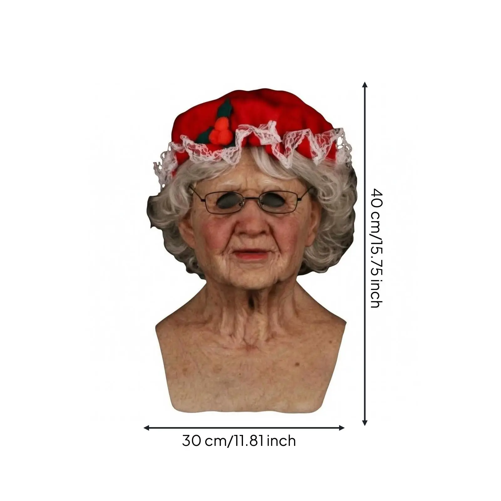 Scary Halloween Old Woman Mask Latex Elderly Face Cover with Wig for Adult Costume Party Horror Themed Event