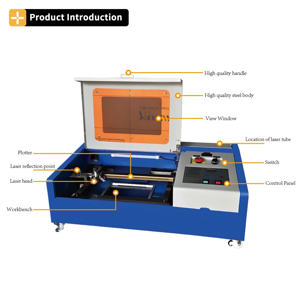 آلة النقش بالليزر JBS CO2: 30 × 20 سم 40 وات K40 مع USB للأعمال الفنية المصنوعة من الأكريليك/الجلد/الخشب