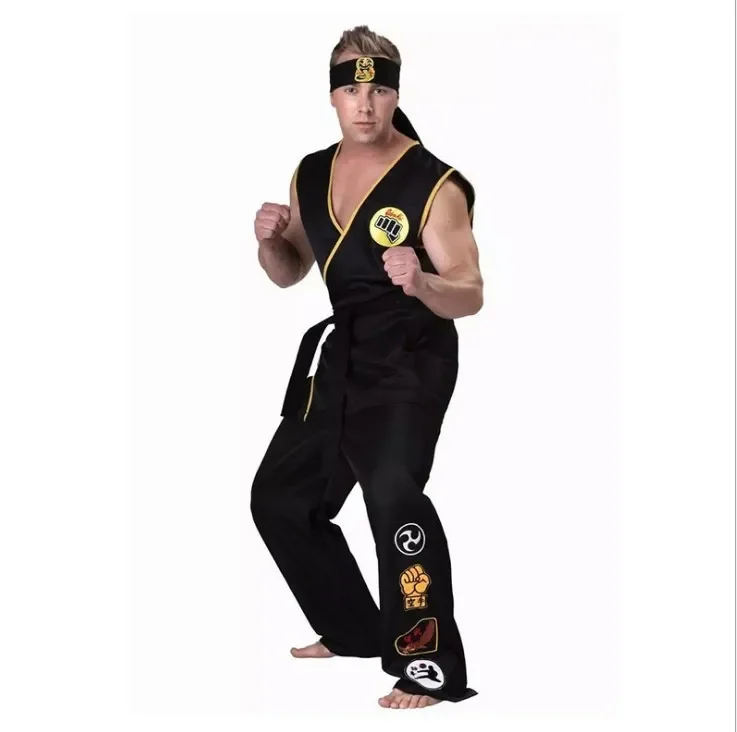 2026 Karate Kids KOF Cobra Kai Cosplay Costume Kid Adult Black White Kimono Uniform Headband Anime Halloween