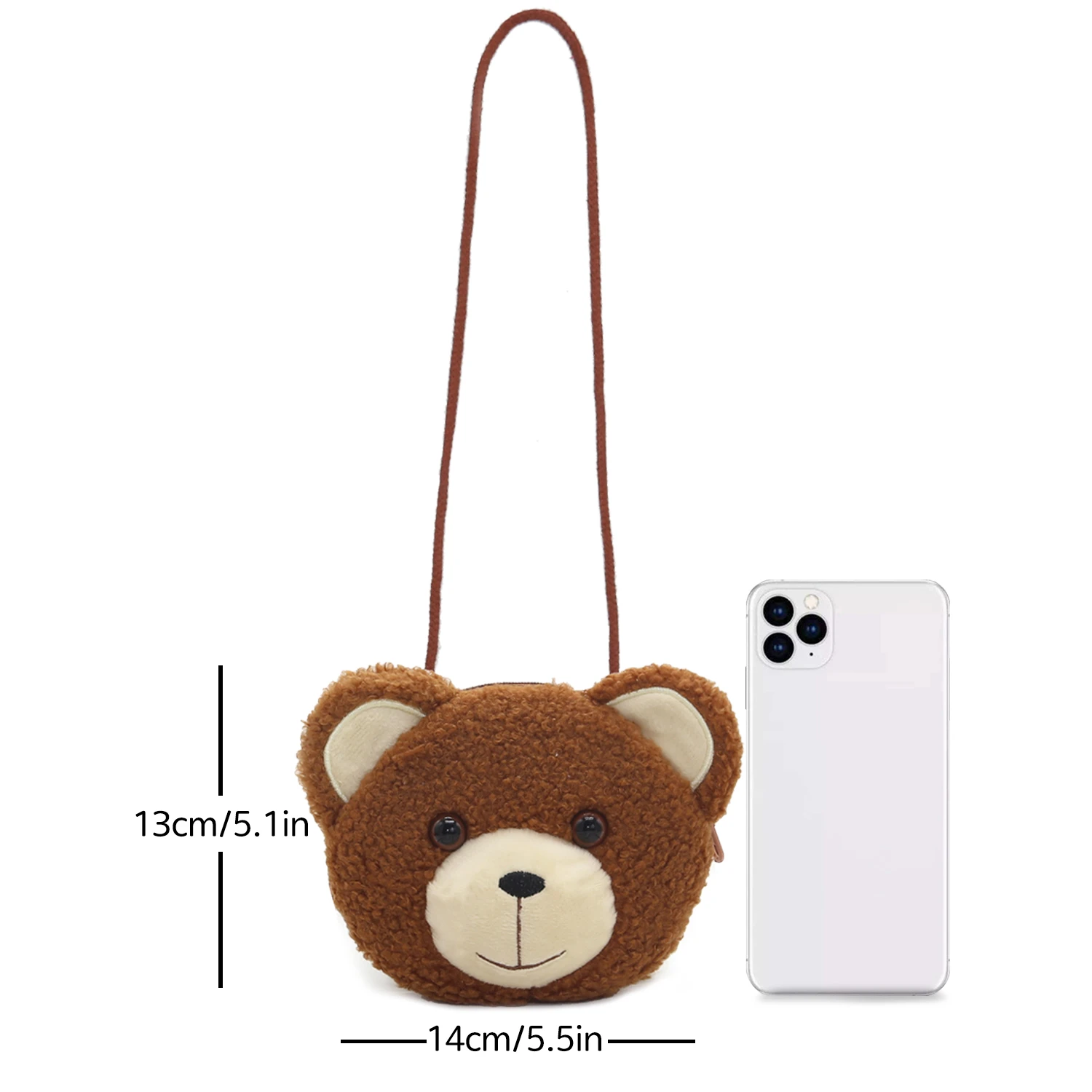 Cartoon Plush Crossbody Bag Cute Animal Bear Coin Wallet Boys and Girls Mini Shoulder Bag