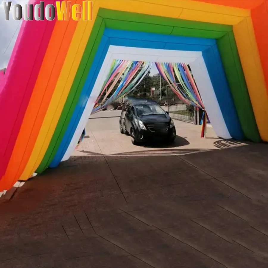 Aufblasbarer Regenbogenbogen für den Eingangsbereich, Outdoor-Event, Dekoration, Werbung, Werbung, Werbung für Werbung, Vermietung, Festival-Display