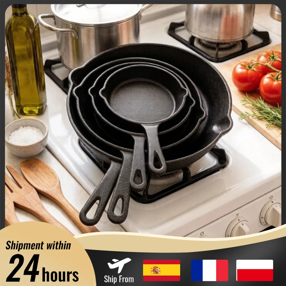 1 Set Bratpfanne 14/16/20/26CM Gusseisen Unbeschichtet Antihaft-Wabenmuster Topf Steakpfanne für Gasherd Induktion Kochgeschirr