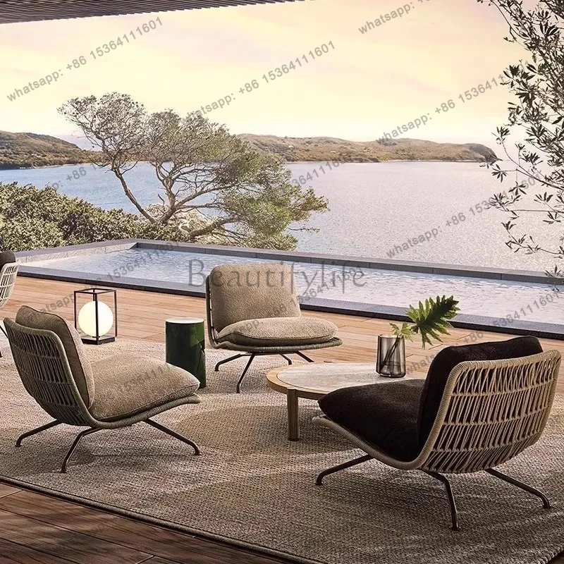 

outdoor sofa leisure courtyard hotel garden rattan rope chair coffee table three-piece bed and breakfast table and chair