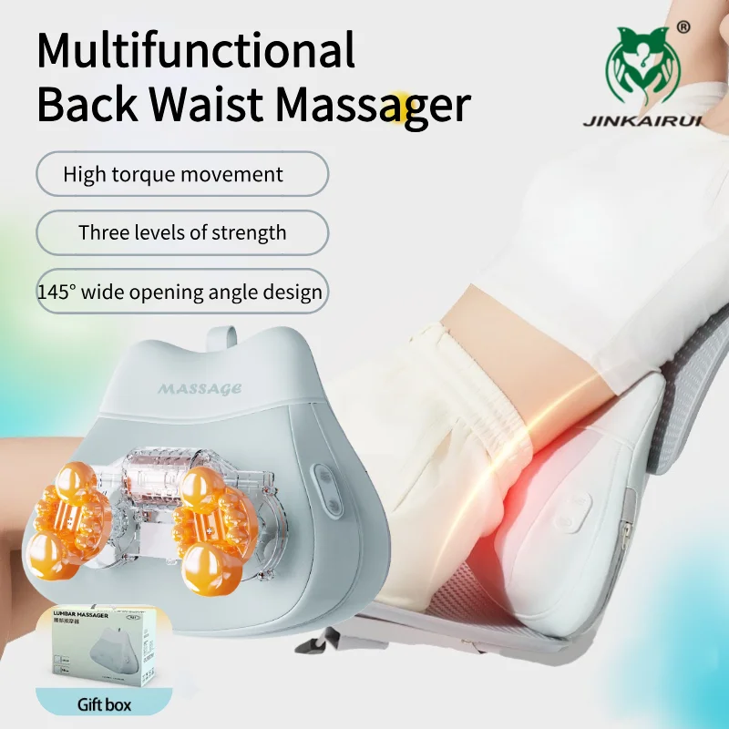 Back Waist Massager with Heat Shiatsu 2-in-1 Massage Pillow for Lower Back Fatigue Relief Deep Tissue Kneading for Neck Shoulder