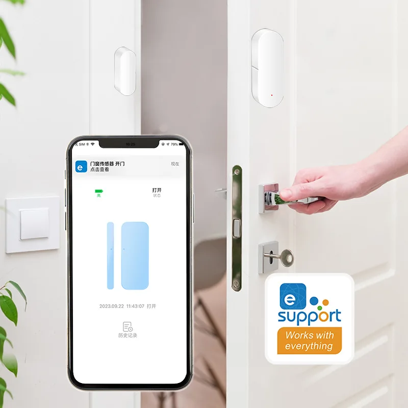 Ewelink-ZigBee Porta e Janela Sensor, Sensor de Segurança Magnético, Alarme Anti-roubo, Suporta Tuya Smart Life, Alexa Home Assistant