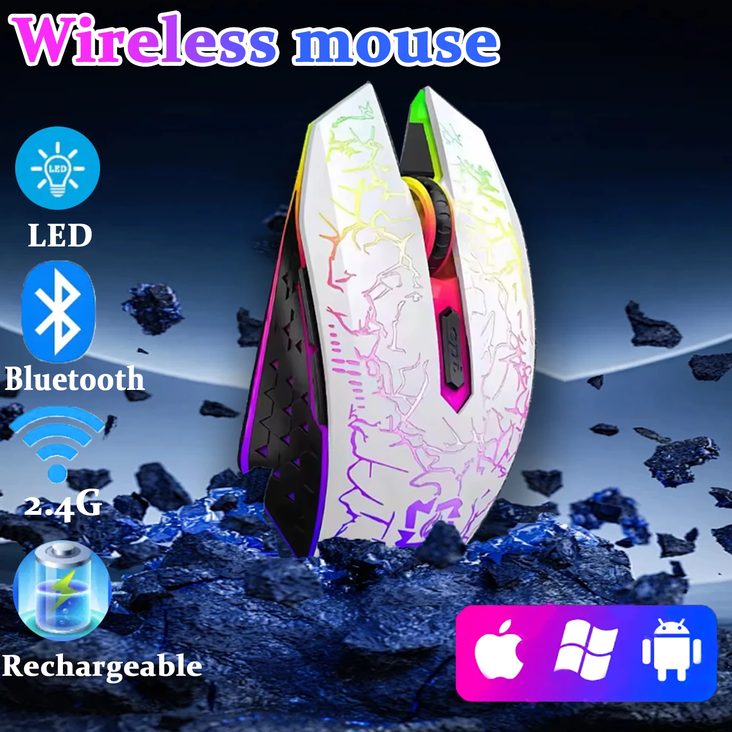

Bluetooth 5.2 Mouse RGB 2.4G Wireless Mouse Dual-Mode Gaming Mouse 6 Buttons Silent Mouse For MacBook Tablet Laptops Computer