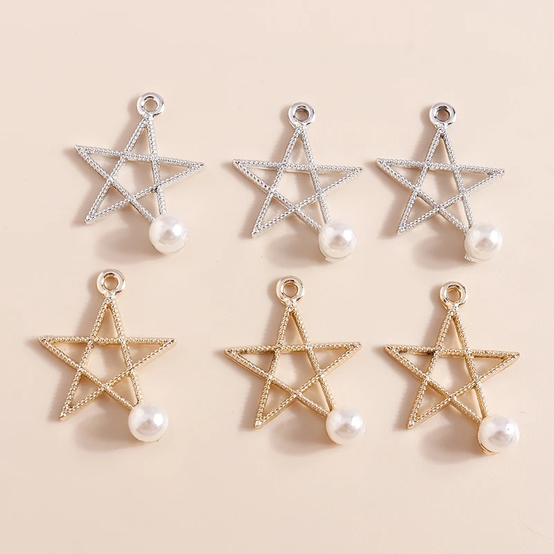 10pcs 28*21mm Pearl Crystal Star Charms for Bracelet Earrings Making Accessories Charms Pendants Necklace Diy Jewelry Making