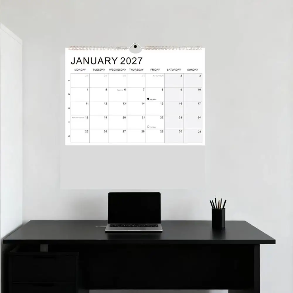 

New Jan. 2026 - Jun. 2027 2026 Calendar Thick Paper with Hook Hanging Calendar Daily Study Colorful English Calendary Office
