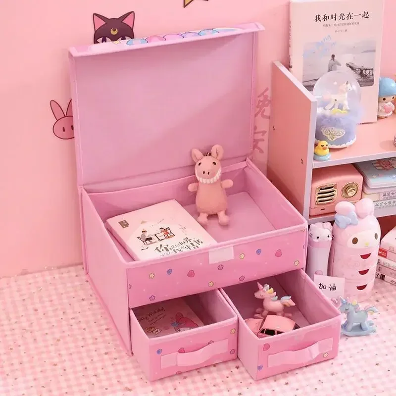 

Girly Heart Cinnamoroll Kuromi Anime Kawaii Sanrio Storage Drawer Case Cute My Melody Organizer Box Foldable Gifts for Kids