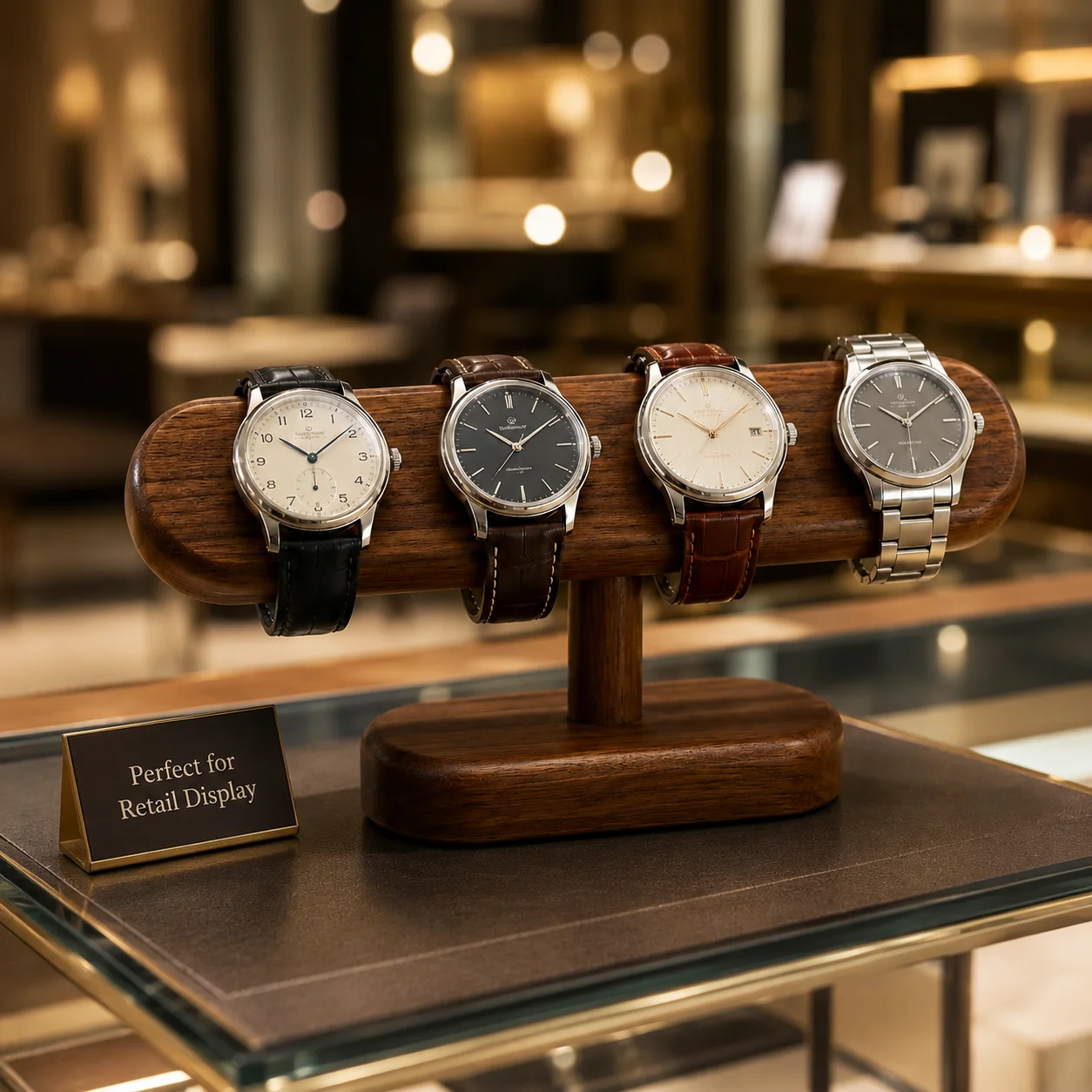 Support de Présentation de Montres en Bois Premium QA, Organisateur de Montres en Bois Massif pour Hommes et Femmes, Présentoir de Rangement pour Bijoux
