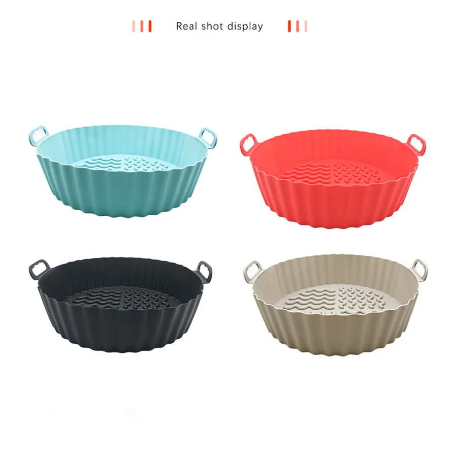 Air Fryer Silicone Liners Air Fryer Silicone Pot Reusable Silicone Air Fryer Liners Food Safe Non Stick Air Fryer Basket Accesso