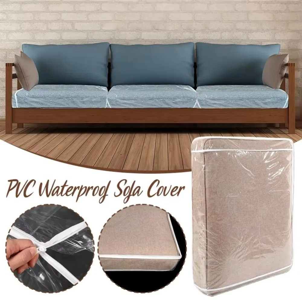 Waterproof Sofa Cushion Cover PVC Dustproof Furniture Protection Case Transparent Furniture Masking Cover Sofa Protection