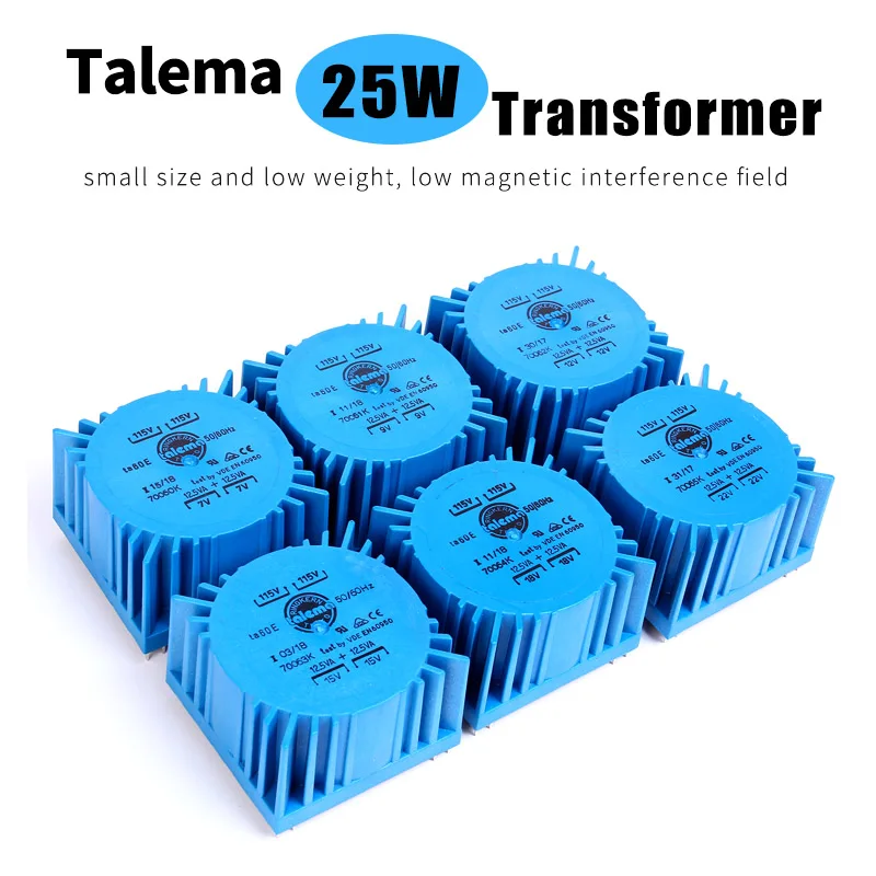 Original 25VA TALEMA Sealed Square Transformer For Home Sound Audio Power Amplifier Circuit  25W Double 7V 9V 12V 15V 18V 22V