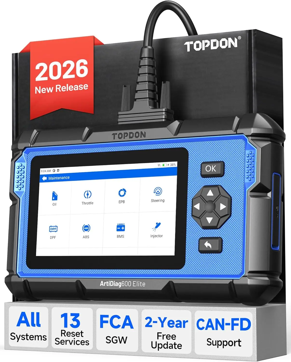

ArtiDiag600 Elite OBD2 Scanner Full System Diagnostic Tool 13 Services FCA AutoAuth CAN FD 2 Years Free Updates Upgraded