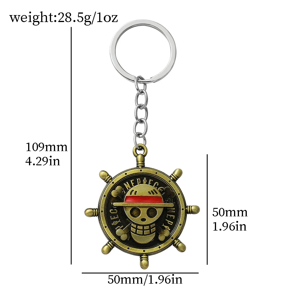 Chaveiro Rotativo de Caveira do Luffy de One Piece |   Chaveiro de Metal com Bússola Vintage |   Presente para Fãs de Anime para Chaves de Carro