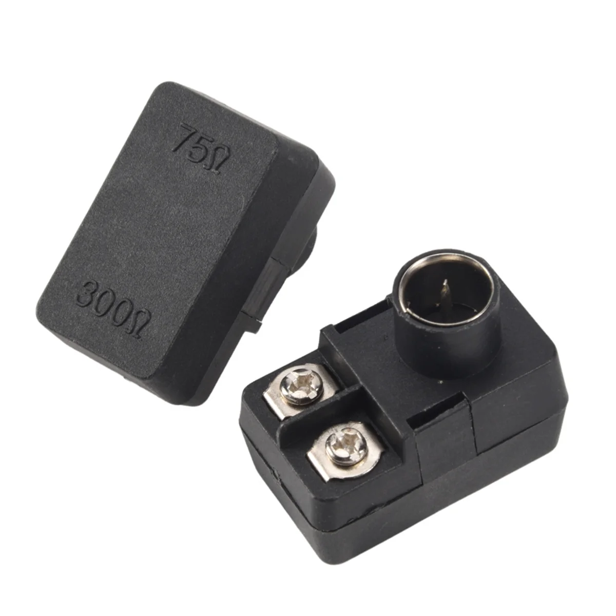 RISEN  2 x Push-On Antenna Matching Transformer 300/75 Ohm TV F Coax Adapter