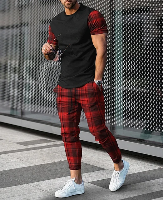 Buy Clothes Online Men men s 3d Peacock Print Tracksuit Summer Casual Sportswear Set