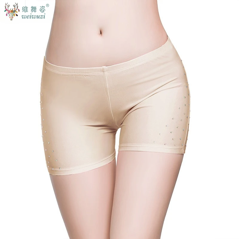 Short de sécurité du ventre pour femmes, Leggings moulants, pantalons de sécurité extensibles avec diamants, pantalons courts, culottes solides confortables