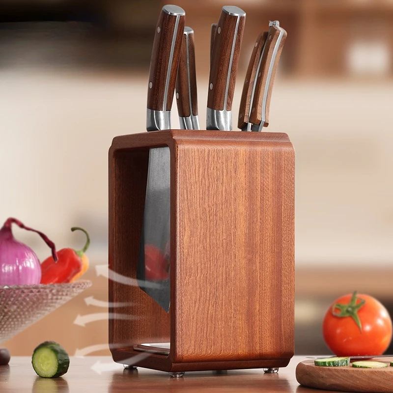 Ebony Knife Holder Kitchen Multifunctional Knife Holder Shelf Solid Wood Countertop