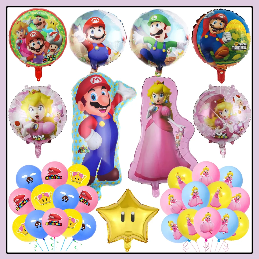 

Cartoon Super Bros Birthday Party Decor Marios Helium Latex Balloons Baby Shower Peach Princess Party Supplies Kids Toy Gifts