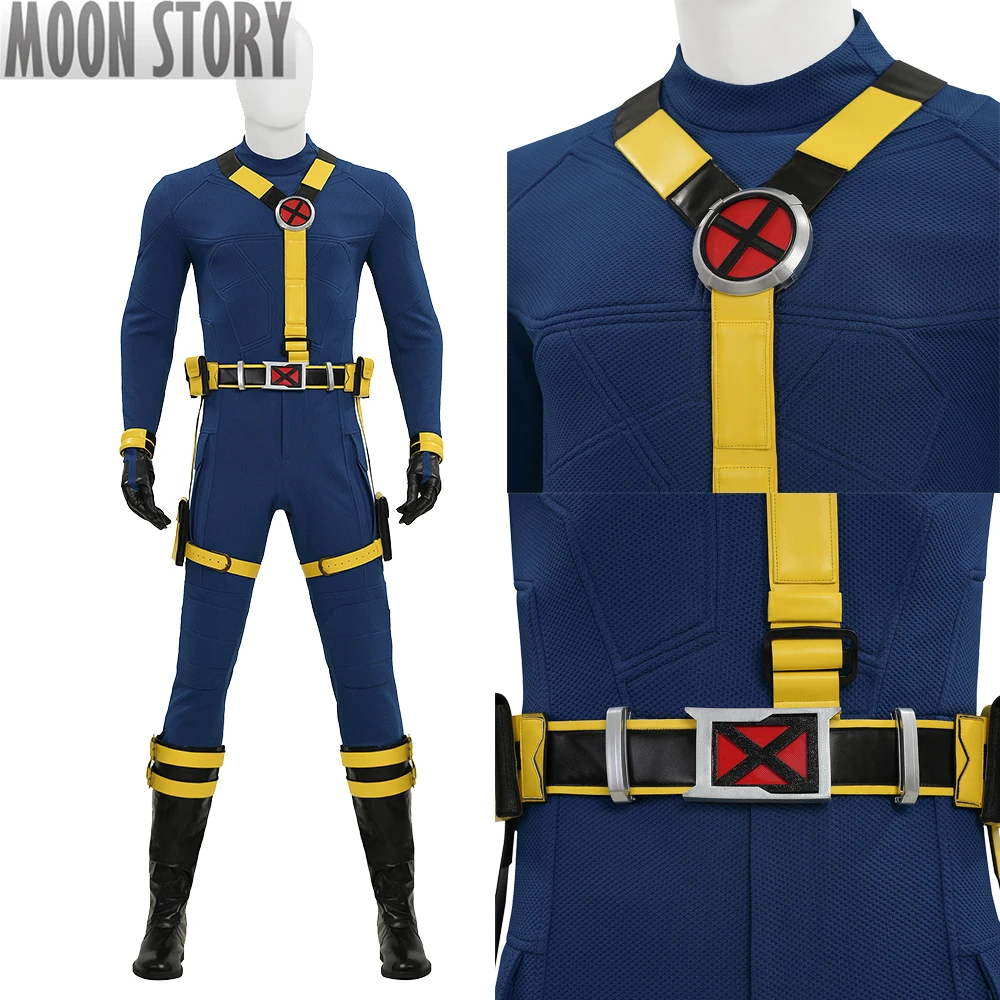 

New movie Avengers Cyclops cosplay costume jumpsuit Belt gloves Adult men Carnival Halloween Full Set