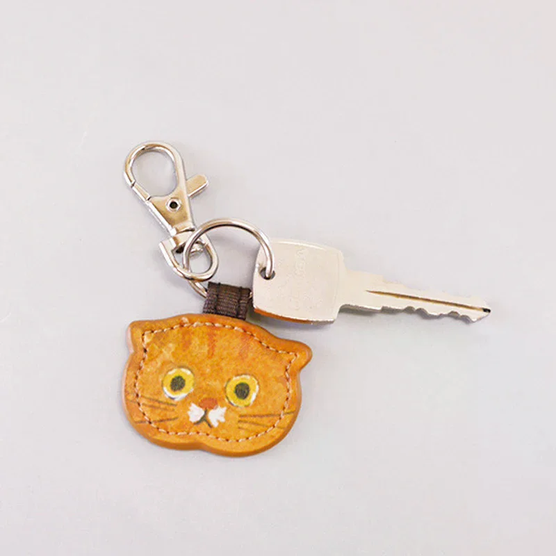 Cute Cartoon Creative Leather Cat Keychain Pendant Fashion Kawaii Kitten Bag Keyring Backpack Decoration Accessories Gifts
