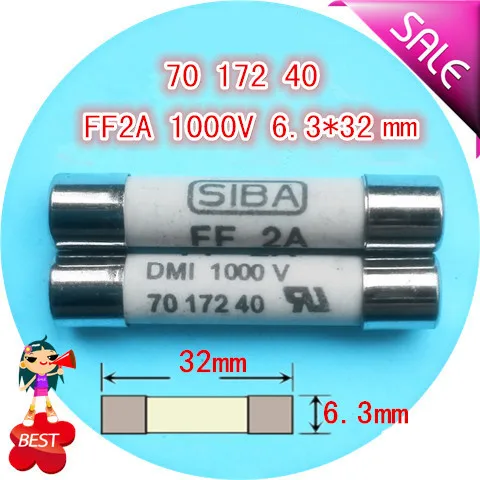 5PCS 7017240 FF 2A fuse DMI 1000V 6x32mm molten core fuse tube 7017240 FF 1000V 6x32 mm  fuse box  circuit breaker fuse reset