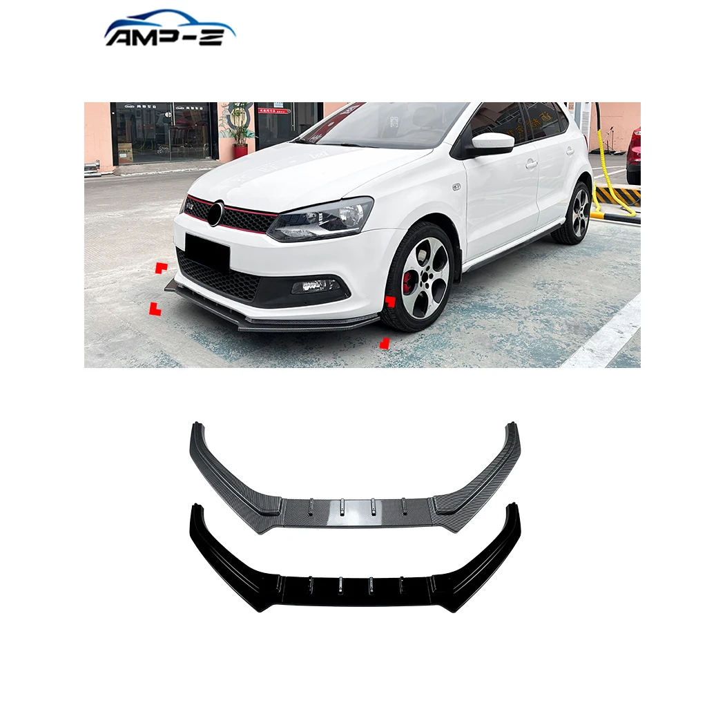 

AMP-Z Polo Gloss Black ABS Body Kit Front Bumper Splitter Lip Spoiler for VW Polo MK5 6R GTI 2010-2014 Car Accessories