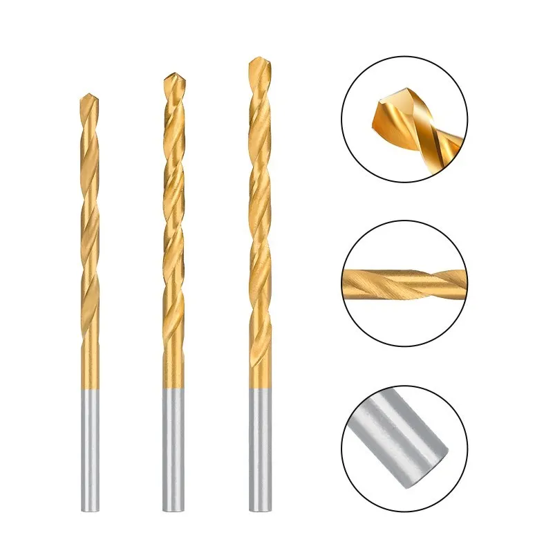 Foret hélicoïdal à revêtement en titane, perceuse HSS, coupe-trou en métal, outils de travail de calcul pour perceuses à métaux en acier inoxydable, 0.5-4.0mm, 10 pièces