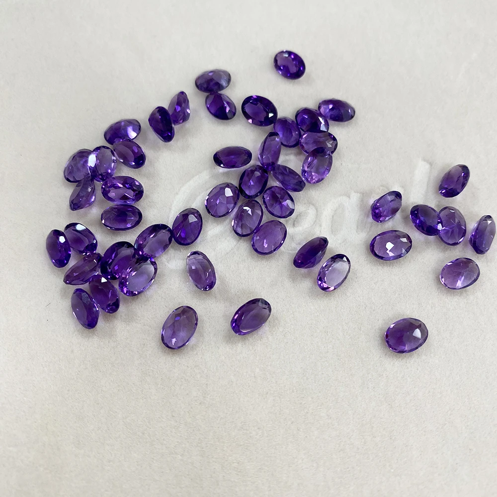 Gemme viola di taglio ovale di pietra sciolta di ametista naturale all'ingrosso della fabbrica 7X5mm ​ per anello, orecchini, collane, accessori per gioielli fai da te