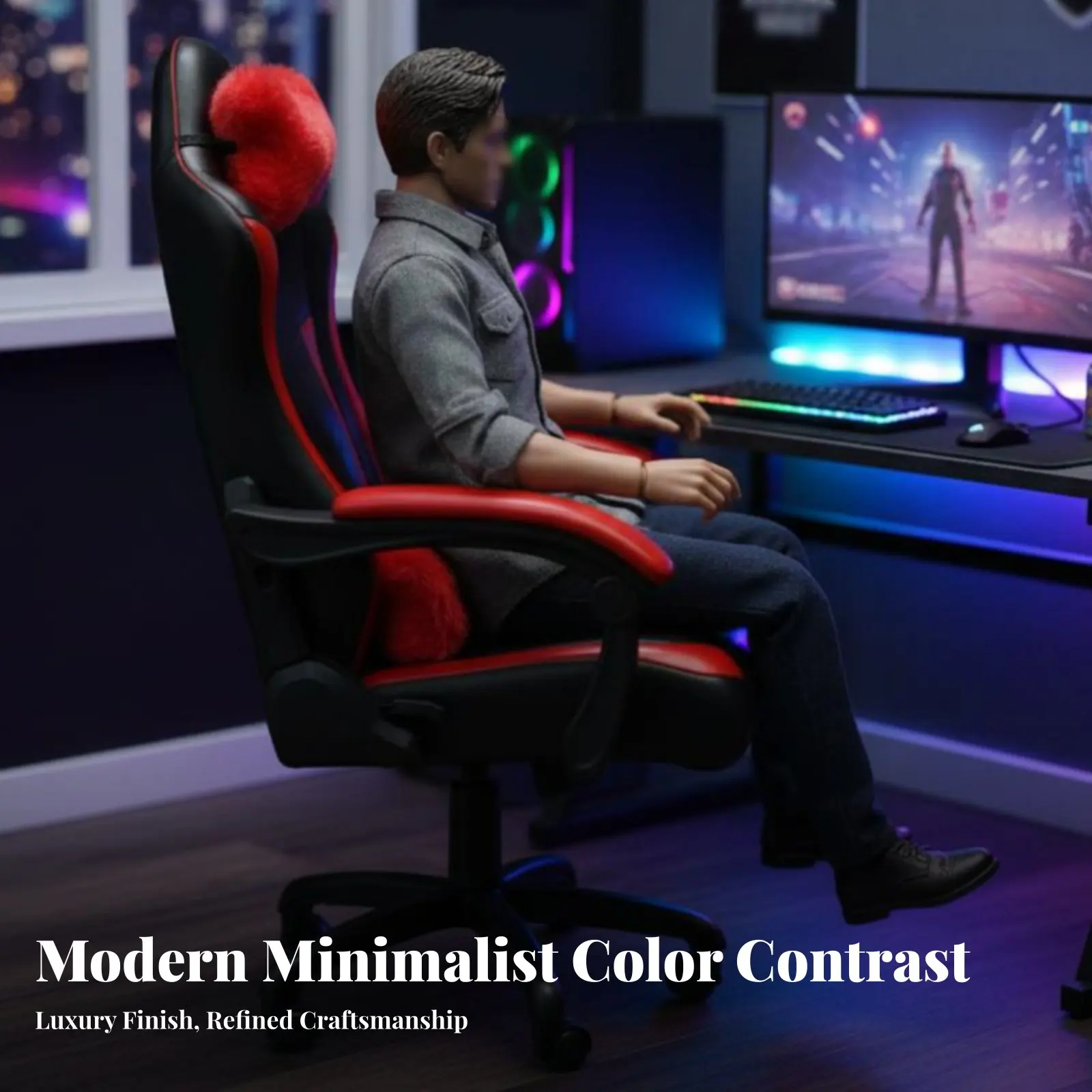 

1/6 Scale Gaming Chair Highly Detailed Miniature Gaming Chair Tiny Office Armchair Model Versatile Decoration for Collectors
