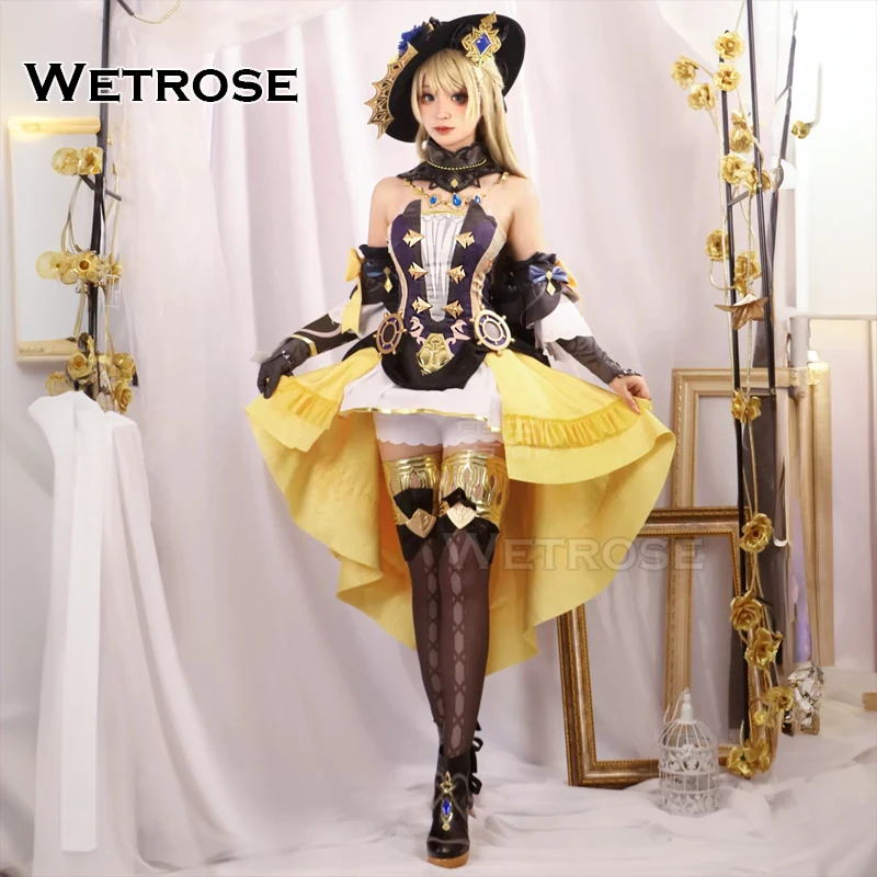 【Wetrose】In Stock Navia SR/SSR Cosplay Costume Fontaine Spina di Rosula Genshin Impact New Навия Naviya Nabia Set Wig Hat Rose