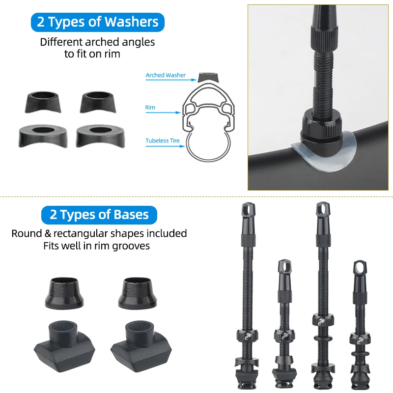 50/80mm Zawór bezdętkowy F/V Gwintowana nasadka z narzędziem do roweru szutrowego CNC Słup ze stopu aluminium Rdzeń mosiężny Zawór Presta Części rowerowe