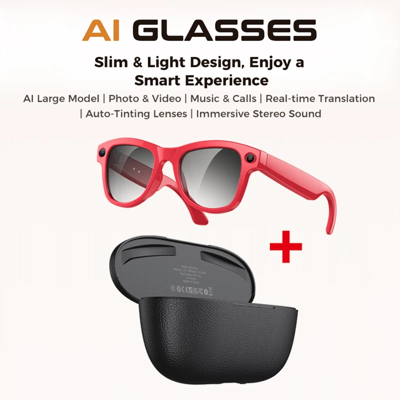 

New Rechargeable Smart 800W Pixel Camera Glasses WiFi Transmission Image Recognition AI Translation M02 Ultra With Charging Case
