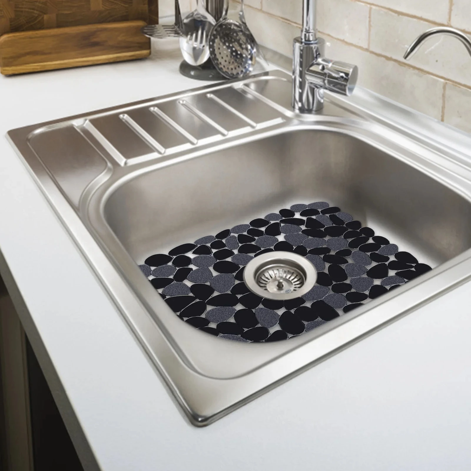 Heavy-duty Sink Mat for Kitchen Cuttable Sink Liner Odorless Non-Dishwasher Protector Mat Suitable for Stainless Steel Sinks