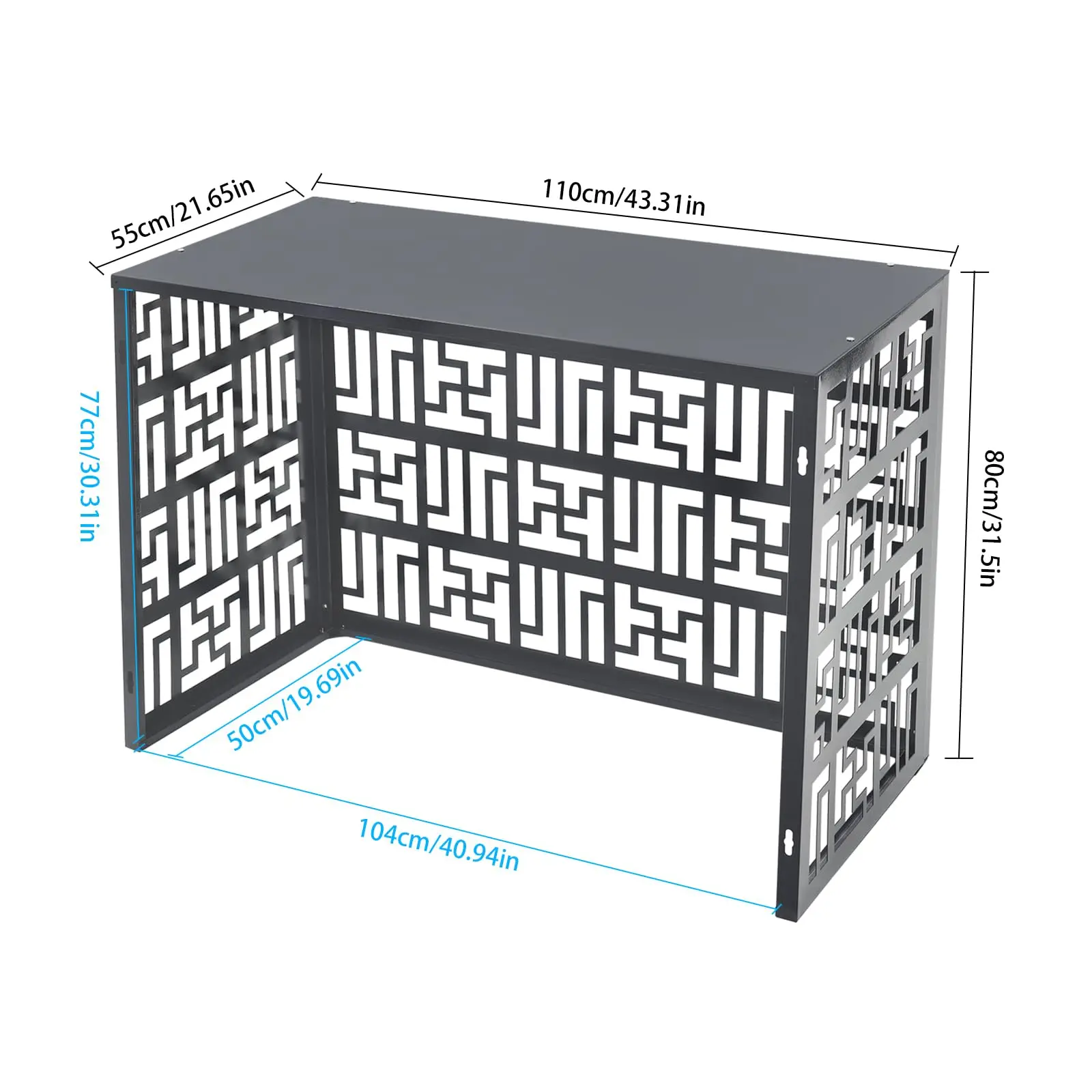 سياج مكيف الهواء، صندوق مركب معدني، شاشات الخصوصية، لوحات سياج، تصميم تعريشة، 4 لوحات لتكييف الهواء وسلة المهملات