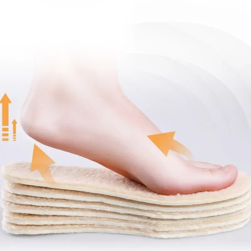 2/6PCS Sol Sepatu Bulu Domba Pria Wanita Musim Dingin Penghangat Sol Sepatu Lembut Wol Tebal Alas Sepatu Kasmir Sisipan Sepatu Termal
