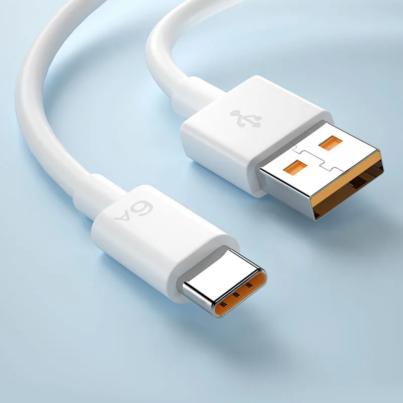 100Pcs 6A 66W USB Type C Super Fast Charging Cable For Huawei Mate Xiaomi 11 Pro OPPO R17 Fast Charge Phone USB Charger Cables