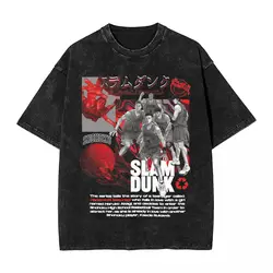 Slam Dunk koszulki z motywem Anime Hip Hop zmiękczana bawełna T-Shirt w za dużym rozmiarze japońska Manga Sakuragi mężczyźni kobiety topy Streetwear graficzna koszulka