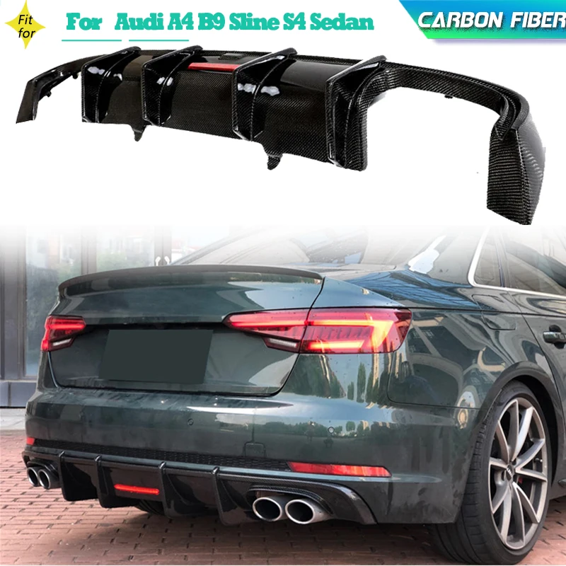 Carbon Fiber Rear Diffuser Lip for Audi A4 B9 Sline S4 Sedan Sport Standard Bumper 2017-2019 Rear Diffuser Lip Spoiler