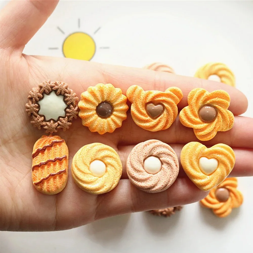 8 Stück Miniatur-Harz-Cabochons mit flacher Rückseite aus der Cookie-Serie für Haarnadeln, Scrapbooking, DIY, Heimdekoration, Bastelzubehör – Detail 1