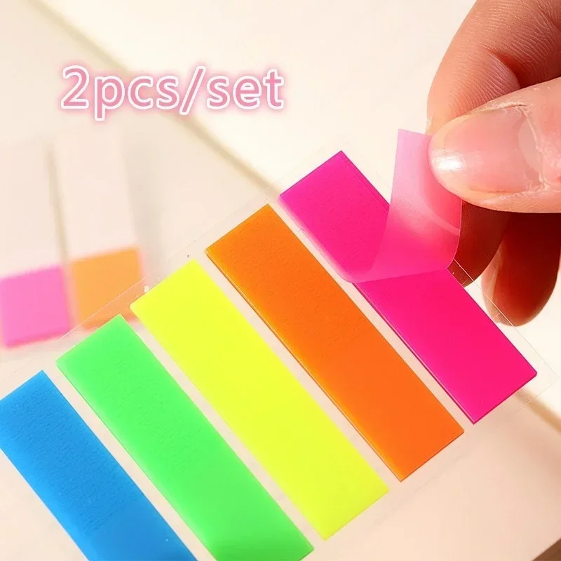 2pcs/set Cute Kawaii Sticky Notepad Notepad Stationery Sticker Fluorescent Sticky Notes Office School Supplies